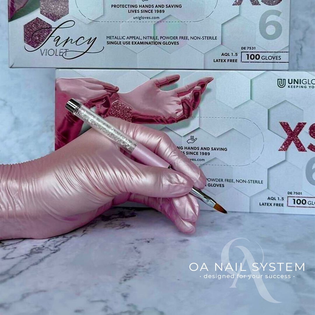 OA Nail System Shinny Pink Nitril Kesztyű XS