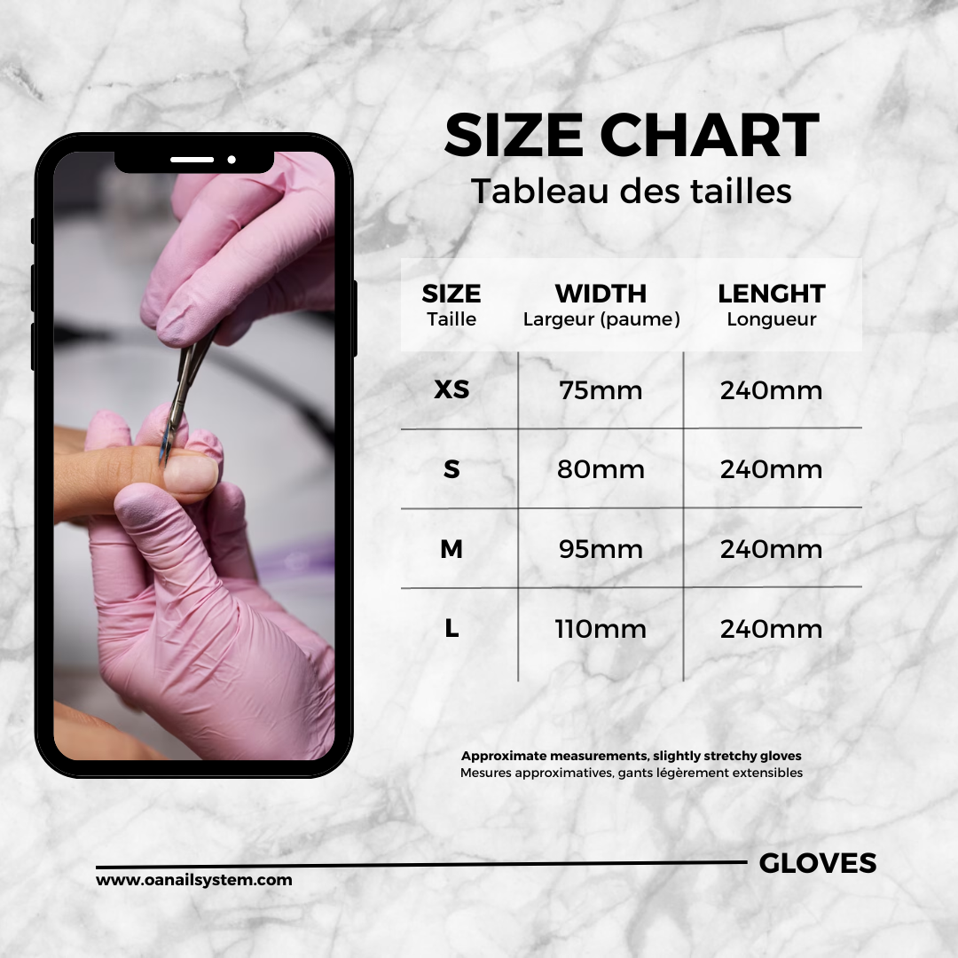 OA Nail System Shinny Pink Nitril Kesztyű L